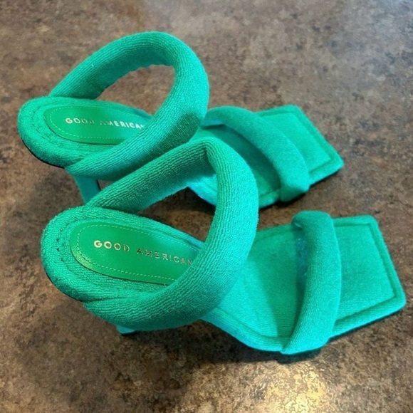 Good American Green Terry Cloth Heels Shoes Size: 7.5 NWT - Picture 7 of 13
